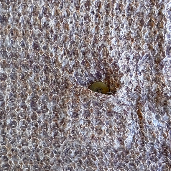 Mohair Blended Multicolor Short Sleeve Long Crochet Sweater w/buttonable pockets - Picture 5 of 5